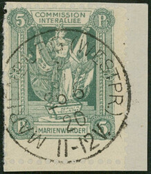 10 Pfg grün März 1920 sog. I. Sarg-Ausgabe dünnes gelbliches ...