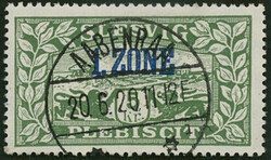 5 Kr dunkelgelblichgrün Aufdruck blau Ausgabe für die 1. Zone, ...