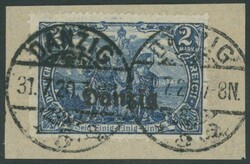 2 Mark schwarzblau mit Plattenfehler "kleiner waagerechter Strich im ...