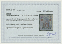 10 auf 20 Pfennig Germania, Abart "doppelter Aufdruck" in beiden ...