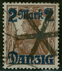 2 Mark auf 35 Pfennig, hellgrüngrauer Netzunterdruck, Spitzen nach ...