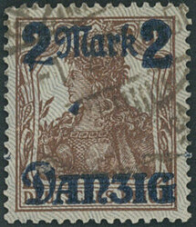 2 Mark auf 35 Pfennig Germania, hellgrüngrauer Netzunterdruck - ...