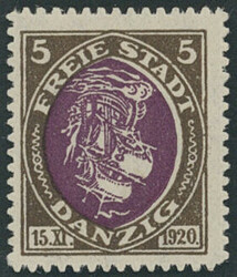 5 Pfennig Kogge, Abart "Mittelstück kopfstehend", ungebraucht mit ...