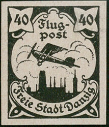 40 Pfg Flugpost-Ausgabe Mai 1921 Probedruck in schwarz auf ...