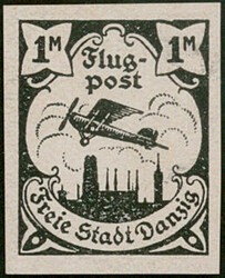 1 Mark Flugpost-Ausgabe Mai 1921 Probedruck in schwarz auf ...