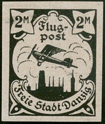 2 Mark Flugpost-Ausgabe Mai 1921 Probedruck in schwarz auf ...