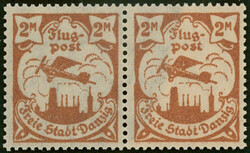2 Mark braunorange Wz. 2 X Flugpost-Ausgabe Mai 1921 Marke mit ...