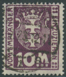 10 Mark, dunkelpurpur, Wasserzeichen 3X, zeitgerecht gestempelt, ...