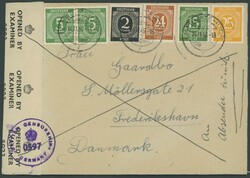 Ziffern-Buntfrankatur auf Auslands-Retourbrief nach Dänemark ab ...