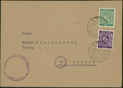 6 Pfg purpurviolett, 42 Pfg dunkelsmaragdgrün Ziffernserie sog. ...