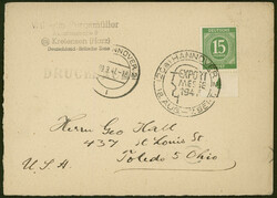 15 Pfg dunkelgelbgrün Freimarken-Ausgabe Ziffernzeichnung (sog. ...