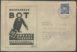 Destination USA, 80 Pfg Ziffer EF auf portogerechtem Auslandsbrief ...