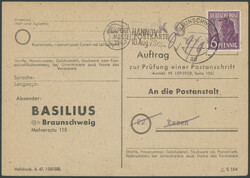 ANSCHRIFTENPRÜFUNGEN, 2 Karten der Firma Basilius / Braunschweig mit ...