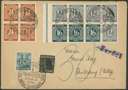 Komplettes Heftchenblatt Nr. 123 (mit Rand) sowie 4 x 24 Pfg Ziffer, ...