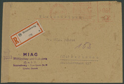 84 Pfg Freistempler der MIAG GmbH auf Einschreibe-Brief BRAUNSCHWEIG ...