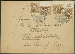 6 Pfg Kölner Dom, vier Stück, dabei 1x Oberrand und 2x Seitenrand ...