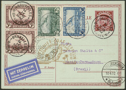 3. Südamerikafahrt 1932, attraktiv auffrankierte GSK von Brüssel 14 ...