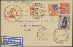 4. Südamerikafahrt 1933, 1½ p GSK mit Zusatzfrankatur u.a. 2 sh ...