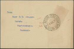 4. Südamerikafahrt 1933, 1½ p GSK mit Zusatzfrankatur u.a. 2 sh ...