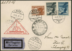 Russlandfahrt 1930, Karte ab Wien 6.9.30 mitFlugpostmarkenfrankatur ...