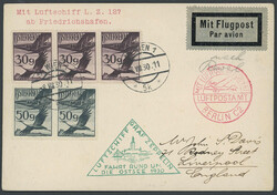 Ostseerundfahrt 1930, Karte ab Wien 8.8.30 nach Riga mit rotem ...