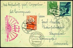 Polarfahrt 1931, Etappe bis Leningrad, Karte ab Wien 22.7. mitbunter ...