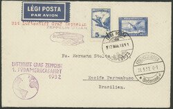 1. Südamerikafart 1932, R-Brief ab Budapest 18.3. via ...