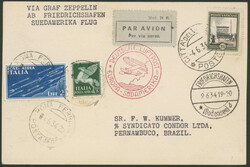 2. Südamerikafahrt 1934, Karte mit Mischfrankatur Vatikan mit ...