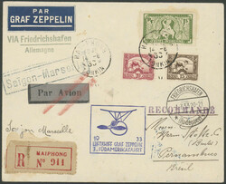 3. Südamerikafahrt, R-Brief ab Haiphong 14.6.1933 via Saigon 17.6., ...