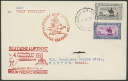 4. Südamerikafahrt 1933 mit Anschlussflug Berlin, Brief Wadi Halfa ...