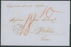 1847, PARIS, komplette Auslands-Falbriefhülle als "Muster ohne Wert" ...