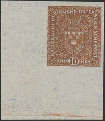 1918, 10 Kronen rotbraun ohne Aufdruck, breitrandig ...