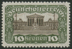 10 Kr Parlament in guter Mischzähnung 11½:12½, postfrisch ...