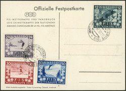 FIS I komplett auf prachtvoller farbiger Festpostkarte INNSBRUCK13.2 ...