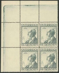 Baumeister, postfrischer Viererblocksatz aus der Bogenecke oben links ...