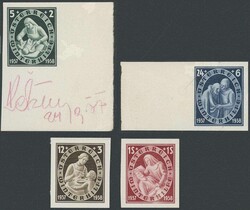 Winterhilfe 1937 ungezähnt, komplett 4 Werte postfrisch, Pracht(ANK ...