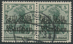 5 Pfg Germania grün mit seltener, schwarz glänzender Aufdruckfarbe, ...