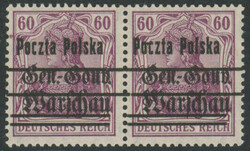 60 Pfg Germania lila mit seltenem, halbglänzendem Aufdruck, ...