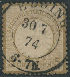 ELBINGER POSTFÄLSCHUNG, 5 Gr lehmgraubraun auf dickerem Papier mit ...