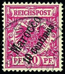 10 Centimos auf 10 Pfennig Krone/Adler, rotkarmin, gestempelt, ...