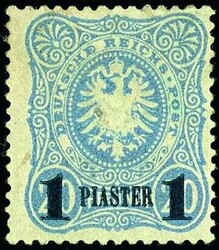 1 Piaster auf 20 Pfennig lebhaftviolettultramarin, blauschwarzer ...