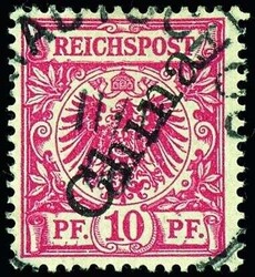 10 Pfennig Krone/Adler dunkelrosarot (gelblichorange quarzend) mit ...