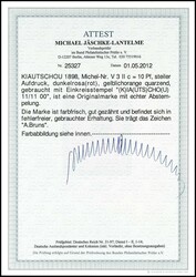 10 Pfennig Krone/Adler dunkelrosarot (gelblichorange quarzend) mit ...