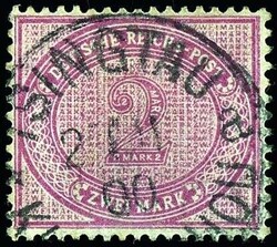 2 Mark dunkelrotkarmin, gestempelt, tadellos, Entwertung "TSINGTAU ...