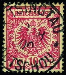 10 Pfennig Krone/Adler dunkelrosarot (lebhaftocker quarzend), ...