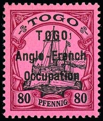 80 Pfennig Kaiseryacht mit Aufdruck "TOGO Anglo-French Occupation", ...