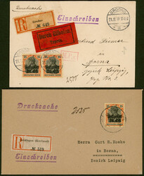 25 Pfg Germania mit Aufdruck, einmal als EF auf R-Brief ab Goldingen ...