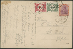 PORTOMARKEN, 1922, Ansichtskarte (s / w) aus Zons nach St. Vith ...