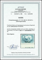 3 Mark mit Aufdruck "Danzig", schwarzgrauviolett, Unterrandstück mit ...