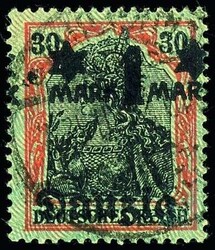 1 Mark auf 30 Pfennig Germania, Unterdruck mit Spitzen nach oben, ...